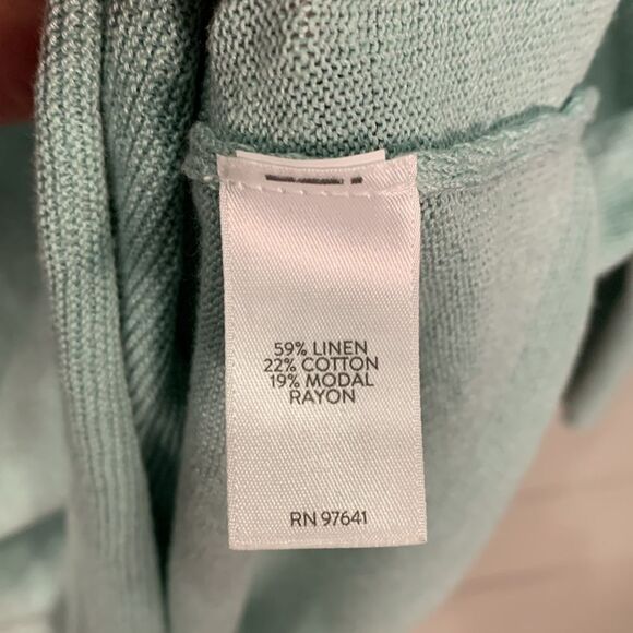 J Jill linen blend 3/4 sleeve light blue knit sweater size XS petite - Picture 8 of 11